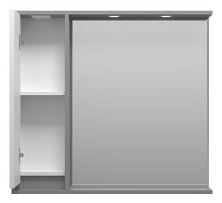 Зеркальный шкаф с подсветкой Brevita Balaton левый 90см белый/серый